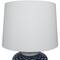 Dark Blue Ceramic Gourd Style Base Fish Table Lamp with Drum Shade 15" x 15" x 29"